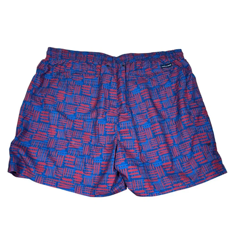 Southern Marsh Swim Trunks Shorts Men’s 3X Red Blue Geometric‎ Lined Drawstring